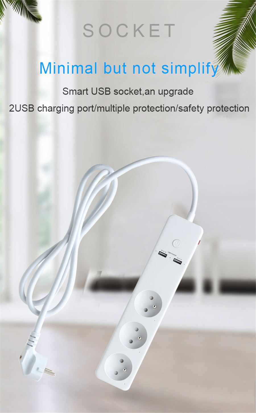 Multiprise Connectée Wi-Fi intelligente 4 prises EU 2 USB